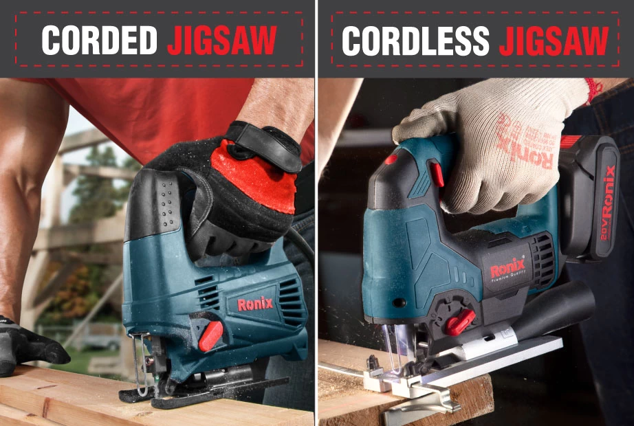 A corded jigsaw vs. a cordless jigsaw