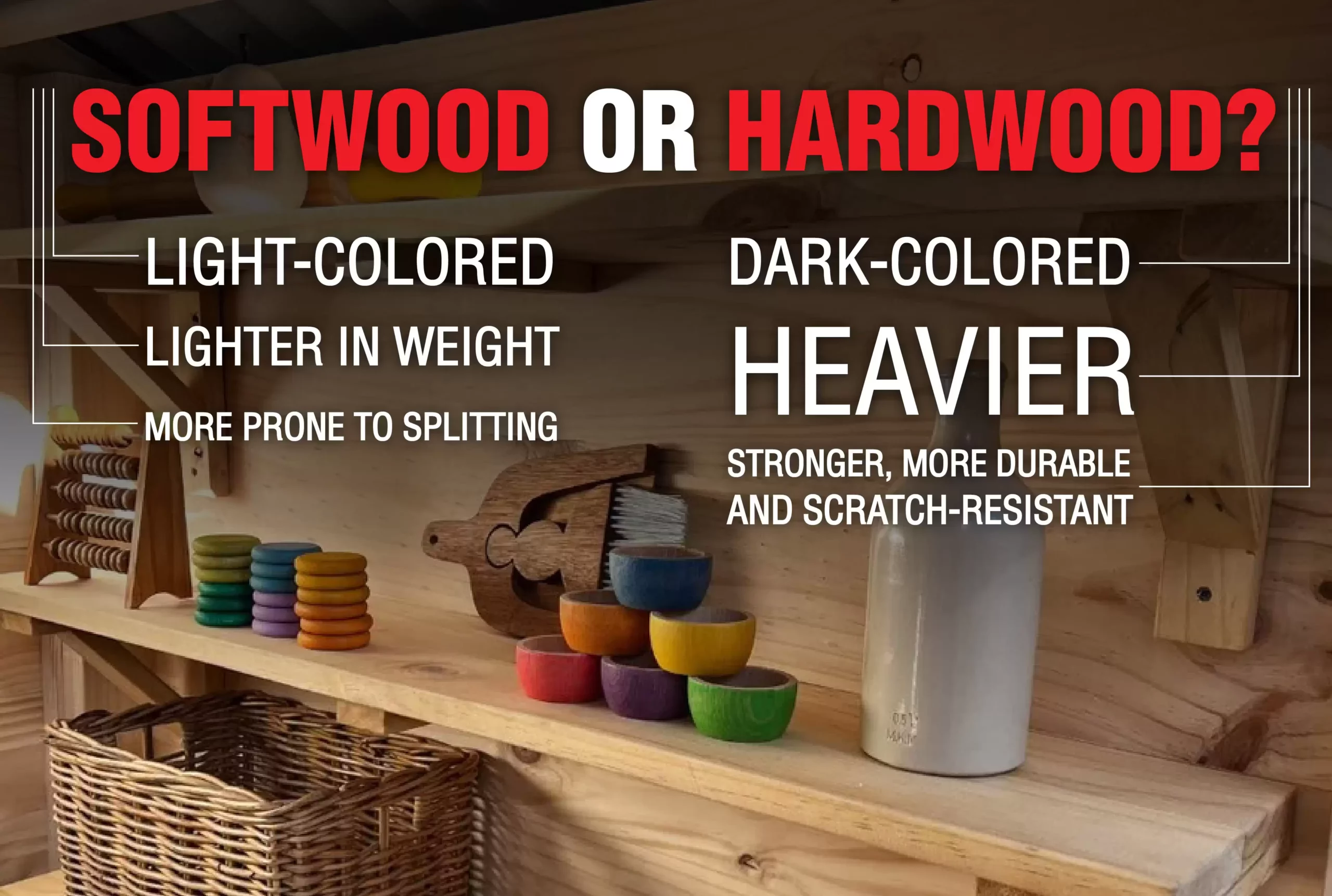 An infographic about the differences between softwood and hardwood