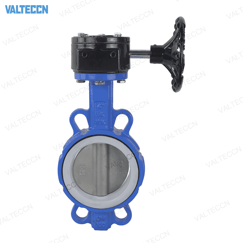 Ductile iron PTFE Seat Wafer Butterfly Valve with Worm Gear